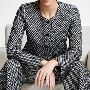 SPANX Small Regular Blazer Ponte Lady Jacket Jacquard in classic black plaid NWT
